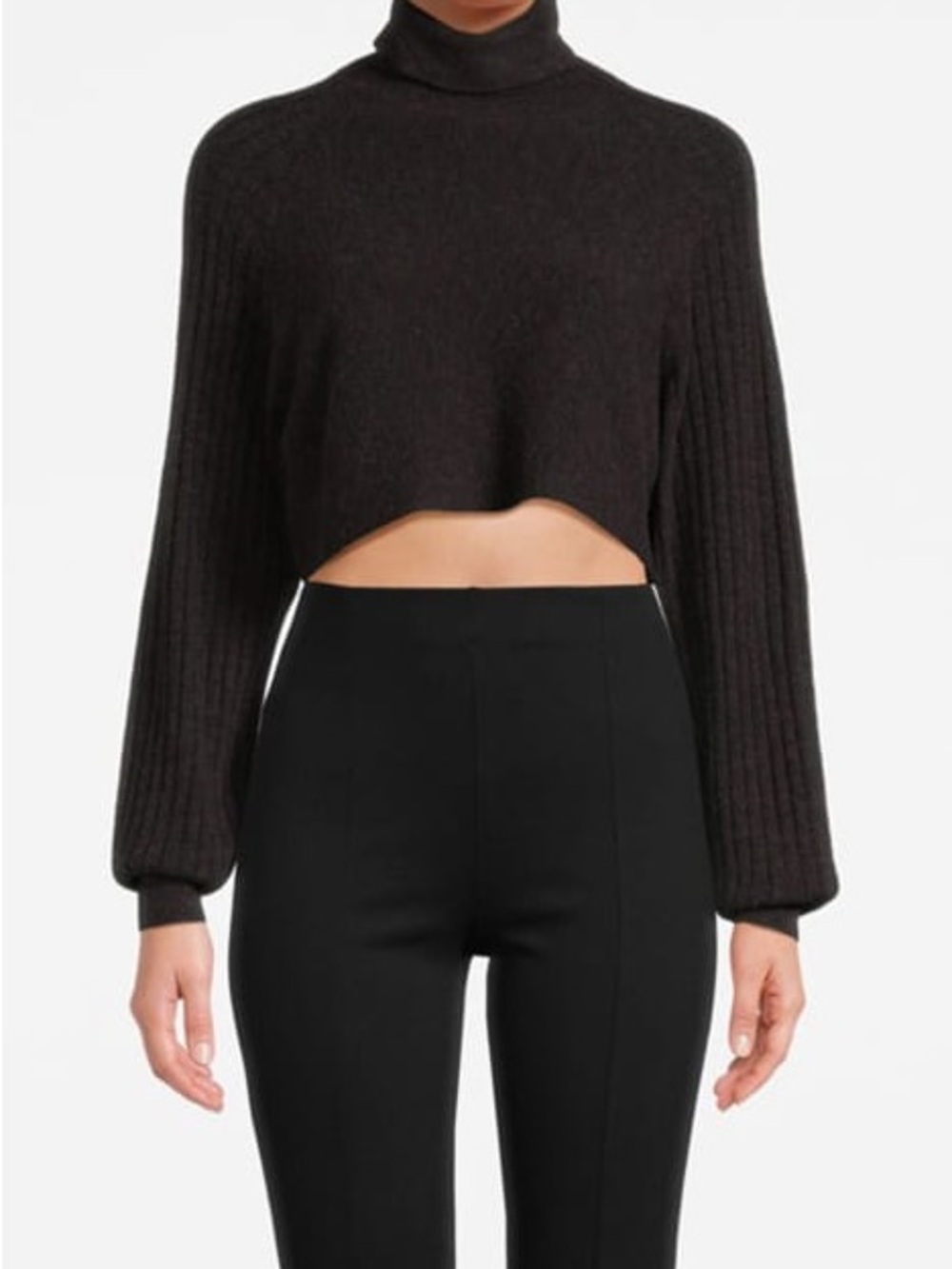 NWT $329 ALL SAINTS Margot Jumper Wool Blend Cropped Sweater, Bitter Brown - Picture 2 of 16